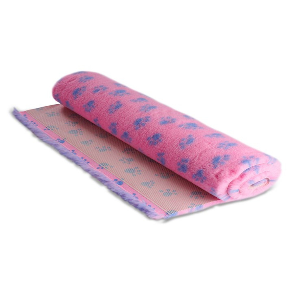 Active Non-Slip Vet Bedding Pink with Sky Paws